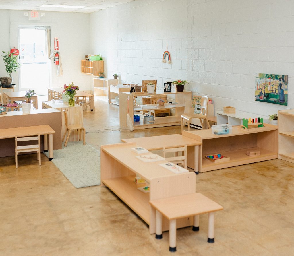 A Montessori shelf reused as a table